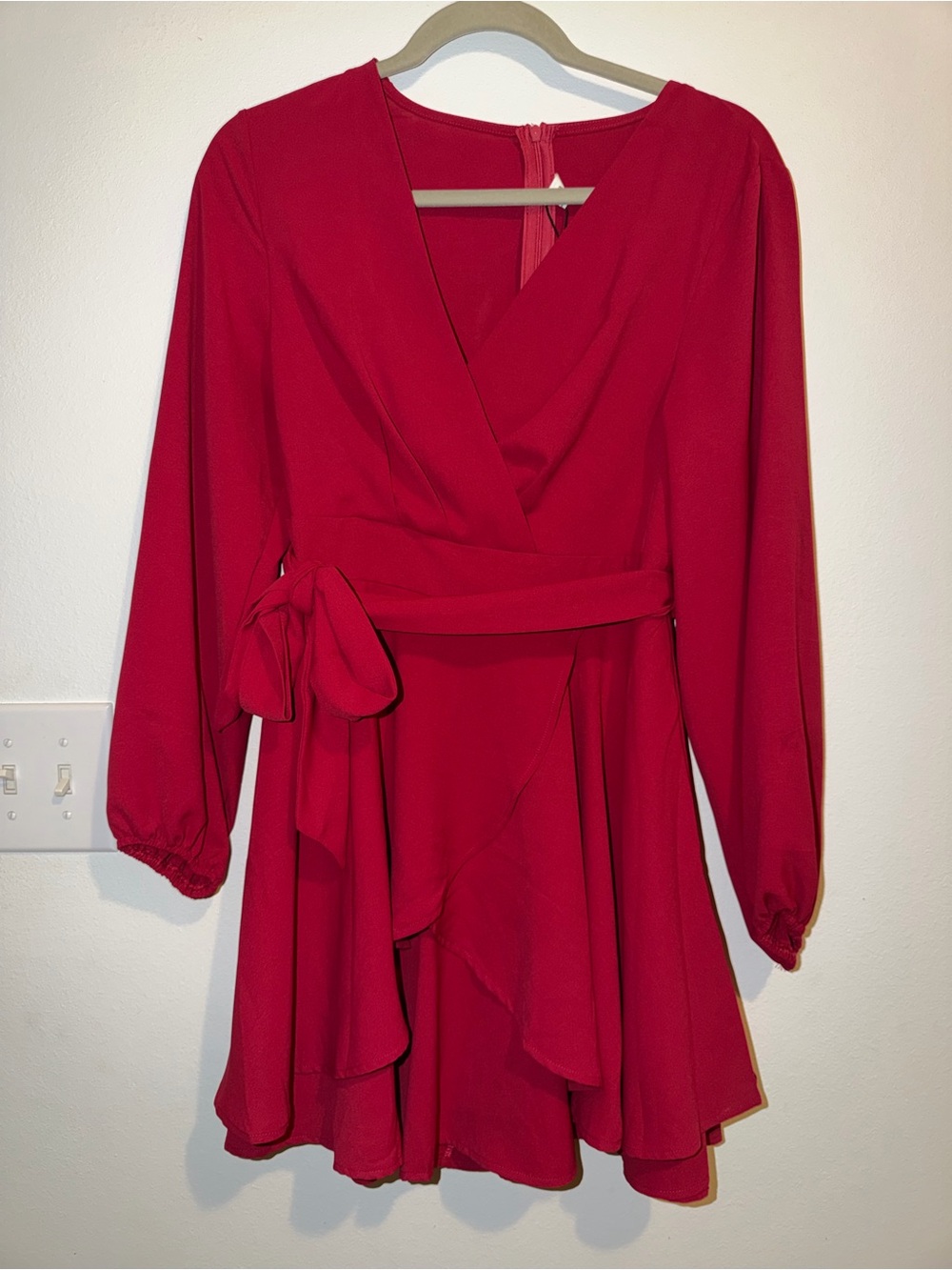 Red Wrap-Style Long Sleeve Romper NWT